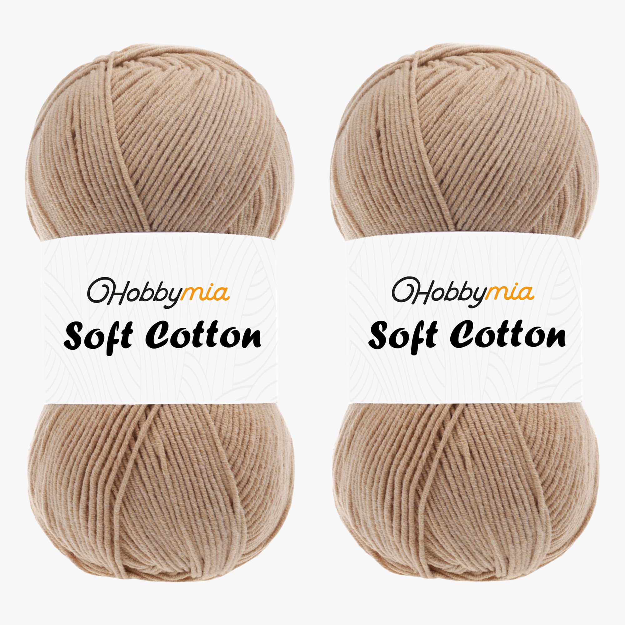 HobbyMia Soft Cotton Yarn for Crocheting - 100gr / 361yds - 55% Cotton / 45% Acrylic - (2) Sport Fine Weight (Brown - Oak, 2 Skeins)