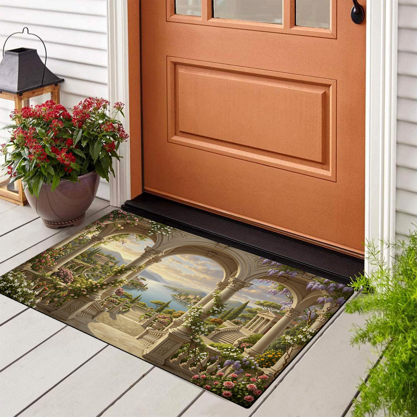 Tapis de porte d'entrée antidérapant et lavable pour couloir en poils courts