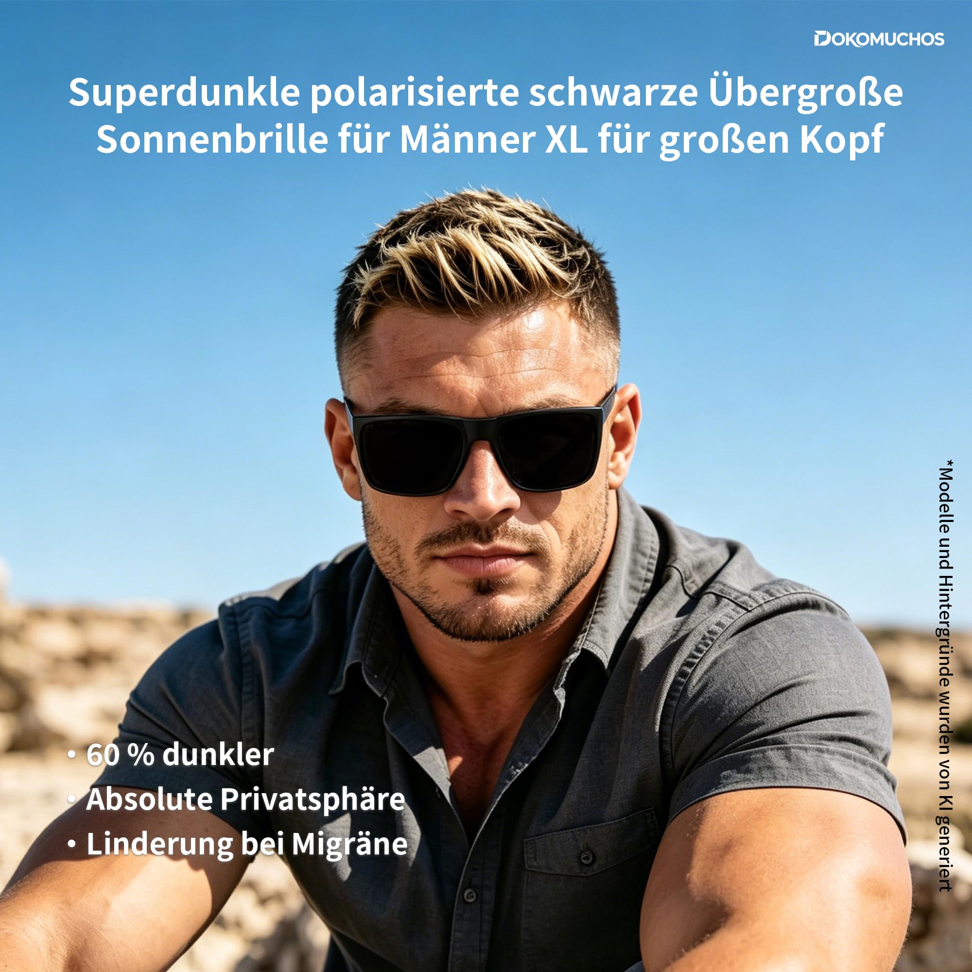 2 Packung CAT 5 Super dunkle polarisierte überdimensionierte Sonnenbrille Männer XL Big Head große breite Schattierungen Migräne empfindliche