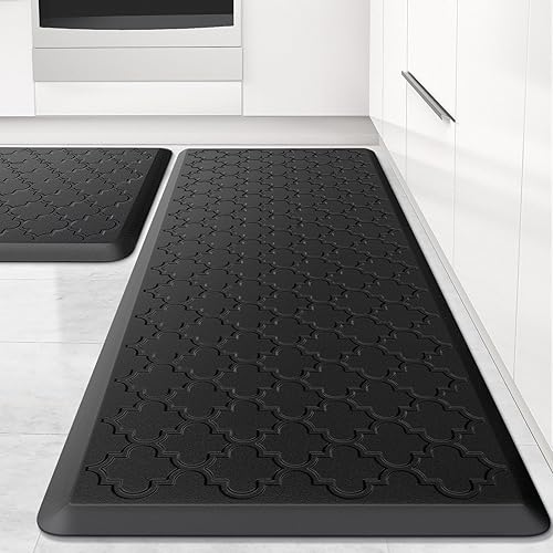 Miniatura 41 de Tapete de cocina [2 piezas] acolchado antifatiga, impermeable, antideslizante, ergonómico, cómodo, tapete de pie para cocina, suelo, oficina, Gris