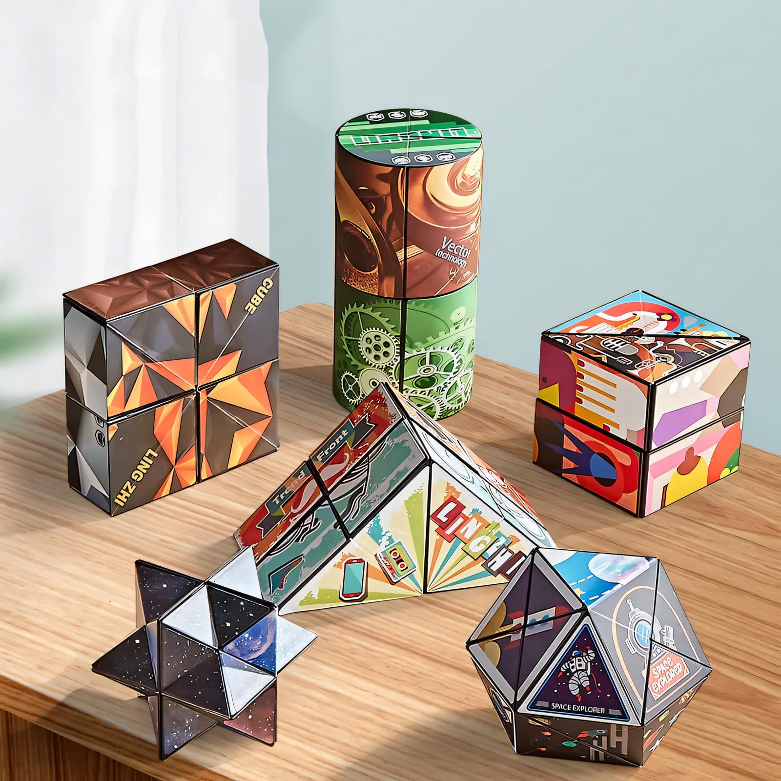Magic Cubes 6 en 1 Asombroso Rompecabezas 3D, Cubo Infinito Transformador, Puzzle Cubes, Juguetes para aliviar el estrés, Regalos Creativos para Niños Adultos