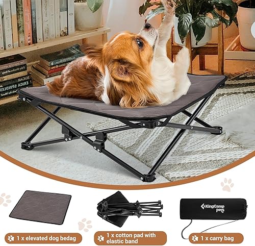 Miniatura 6 de KingCamp Cama elevada para perros pequeños, cuna de refrigeración portátil elevada para interiores y exteriores, hamaca para mascotas fuera del