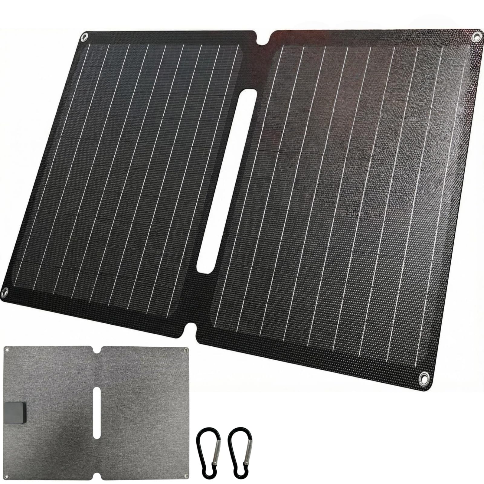 20W Caricabatterie Solare Portatile 2 Porte (USB-C/USB-A), Pannelli Solari IP44 Impermeabili con Amperometro Digitale per Dispositivi Ricaricabili Via iPhone Android GoPro ECC