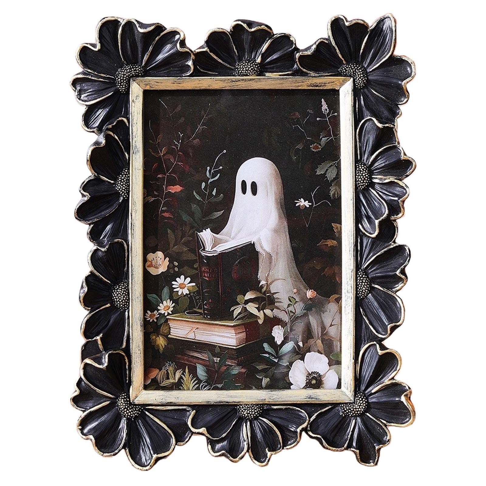 Uway Black Nostalgic Creative Decorative Photo Frame With Floral Border Vintage-Style Handcrafted Carving For Home Decor(4X6)