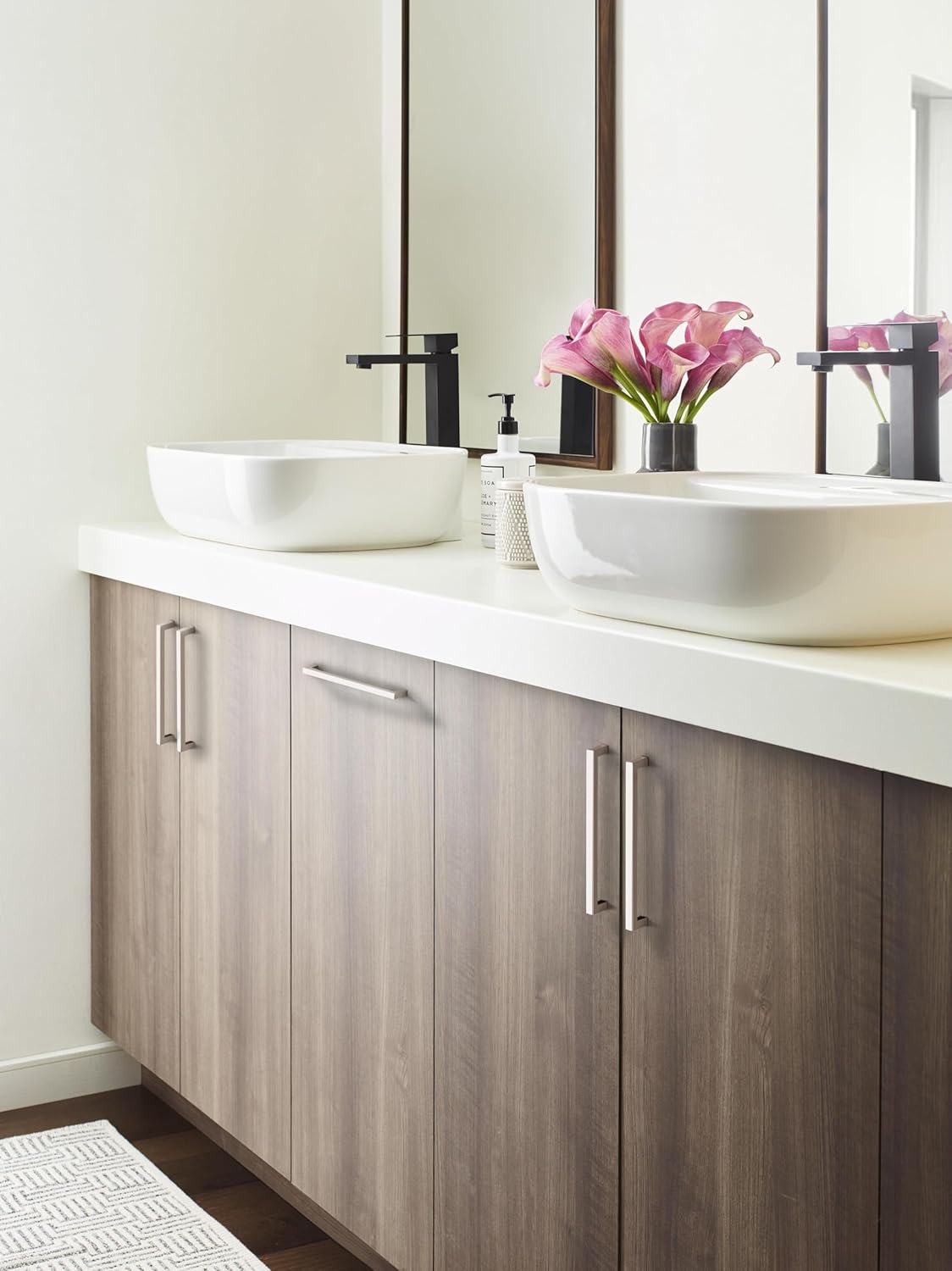Polished Nickel Modern Cabinet Pull with Mounting Hardware