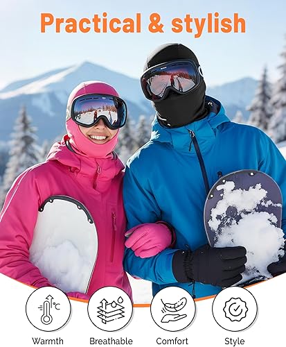 Miniatura 7 de GXCROR Pasamontañas de esquí para hombres y mujeres, máscara facial de invierno para clima frío, resistente al viento, térmica, motocicleta,