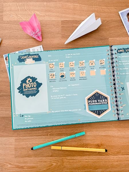 Album photo de classe et souvenirs d'école - Maternelle, primaire, collège et lycée - 76 pages au design ludique avec BONUS brèves éducatives (Vert) - 3
