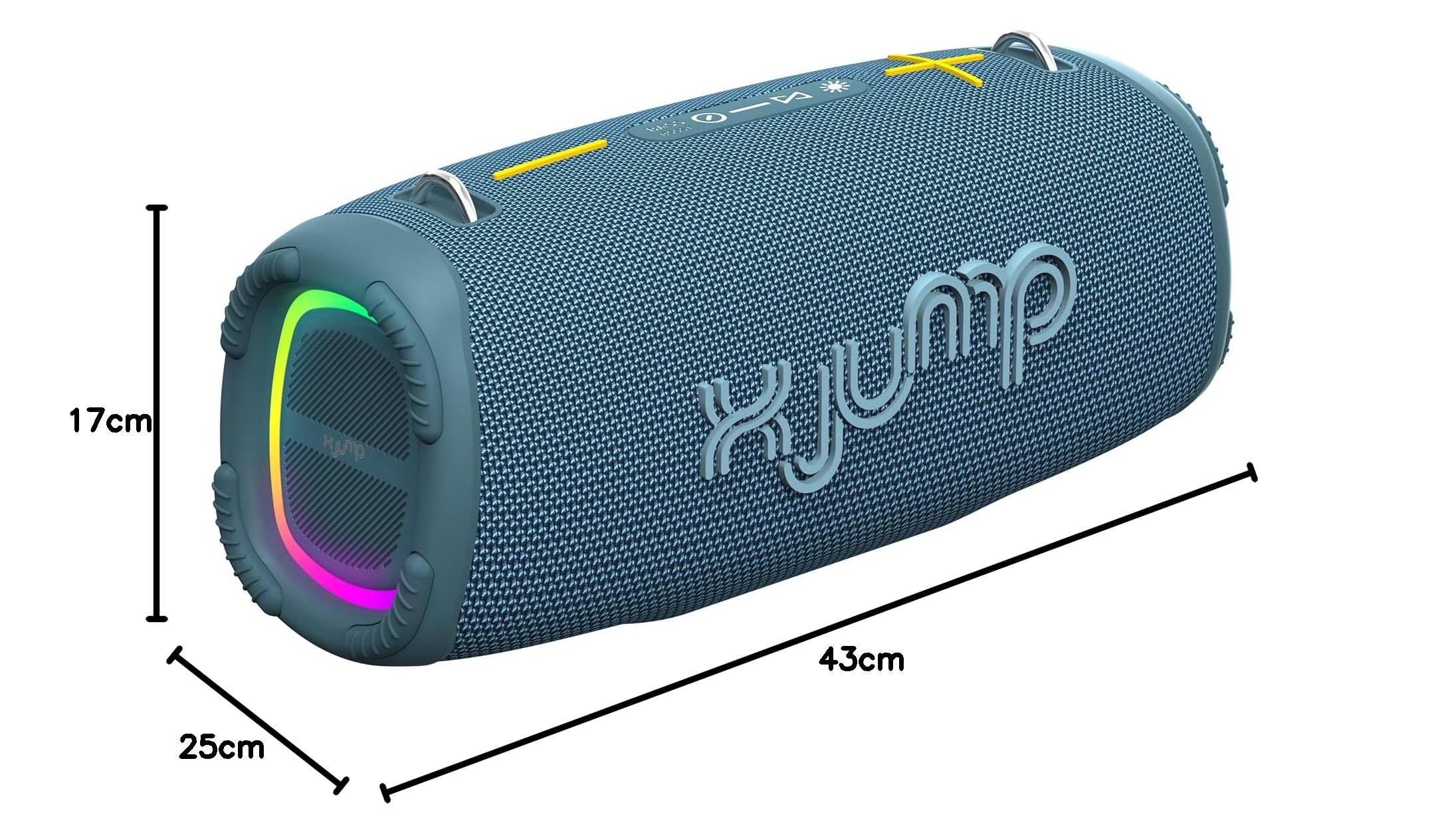 X JUMP XJ 200 Wzmacniony przenośny głośnik 90W, wysoka wydajność, Bluetooth, funkcja TWS, USB, AUX-IN, wbudowany mikrofon, wodoodporny głośnik IPX5, niebieski