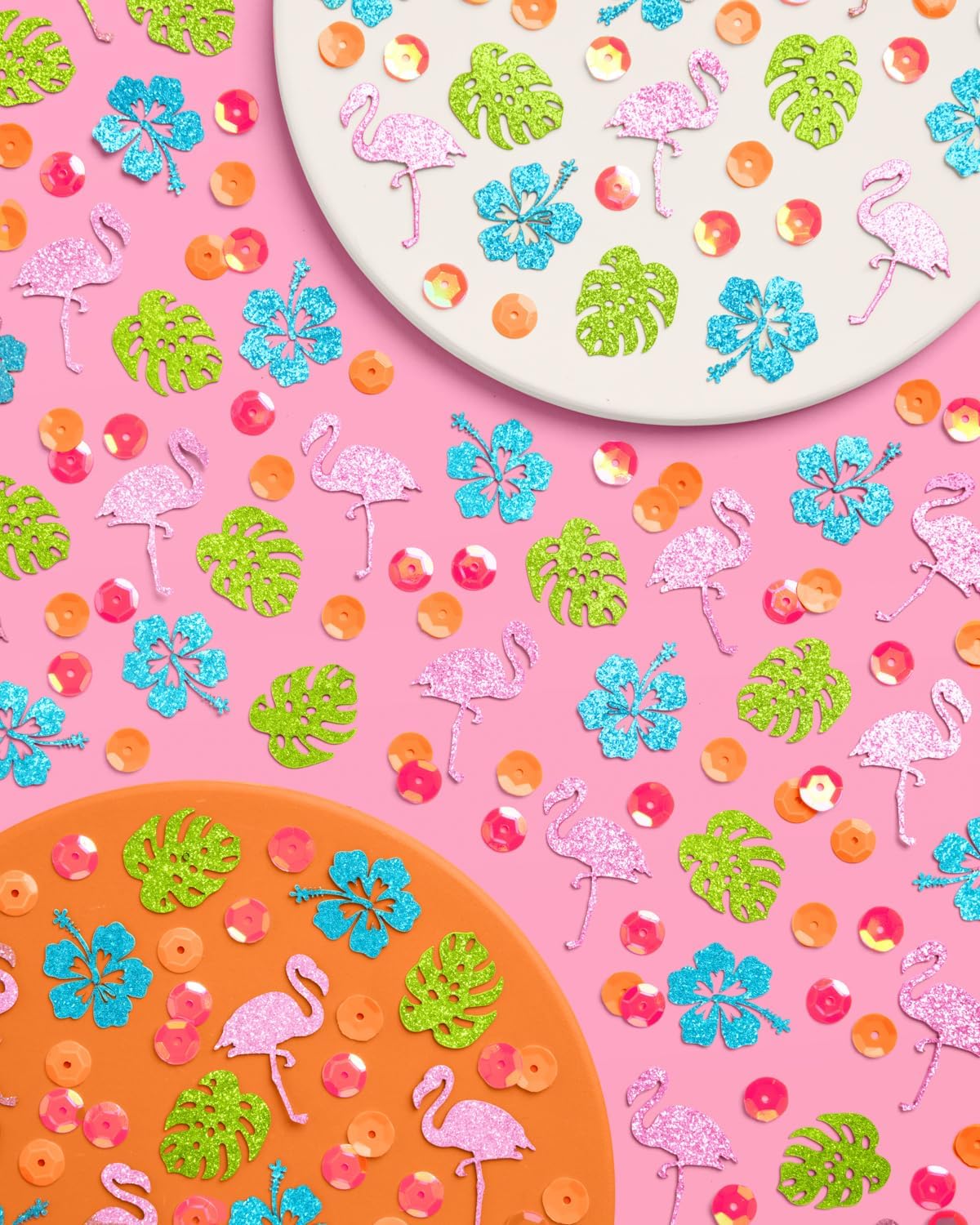 xo, Fetti Flamingo + Palm Tree Sparkle Confetti - 200 pcs | Tropical Tablescape, Miami Bachelorette Table Decor, Birthday Decorations, Cute Party Supplies