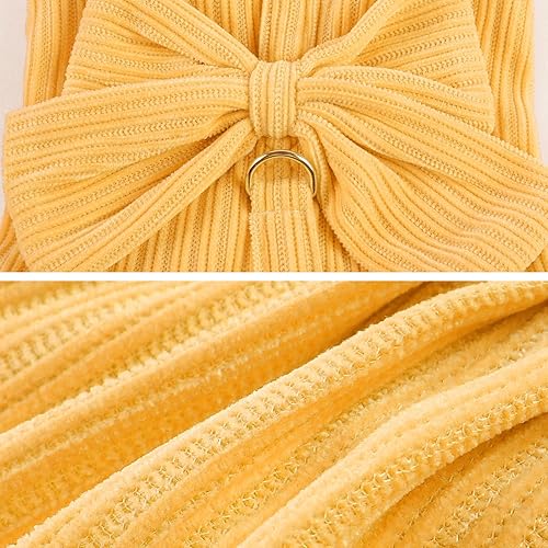 Miniatura 9 de Vestido a rayas para perro, disfraz de lazo para niña con anillo y correa de arnés, vestido de fiesta de cumpleaños de boda para perro (rosa, XS)