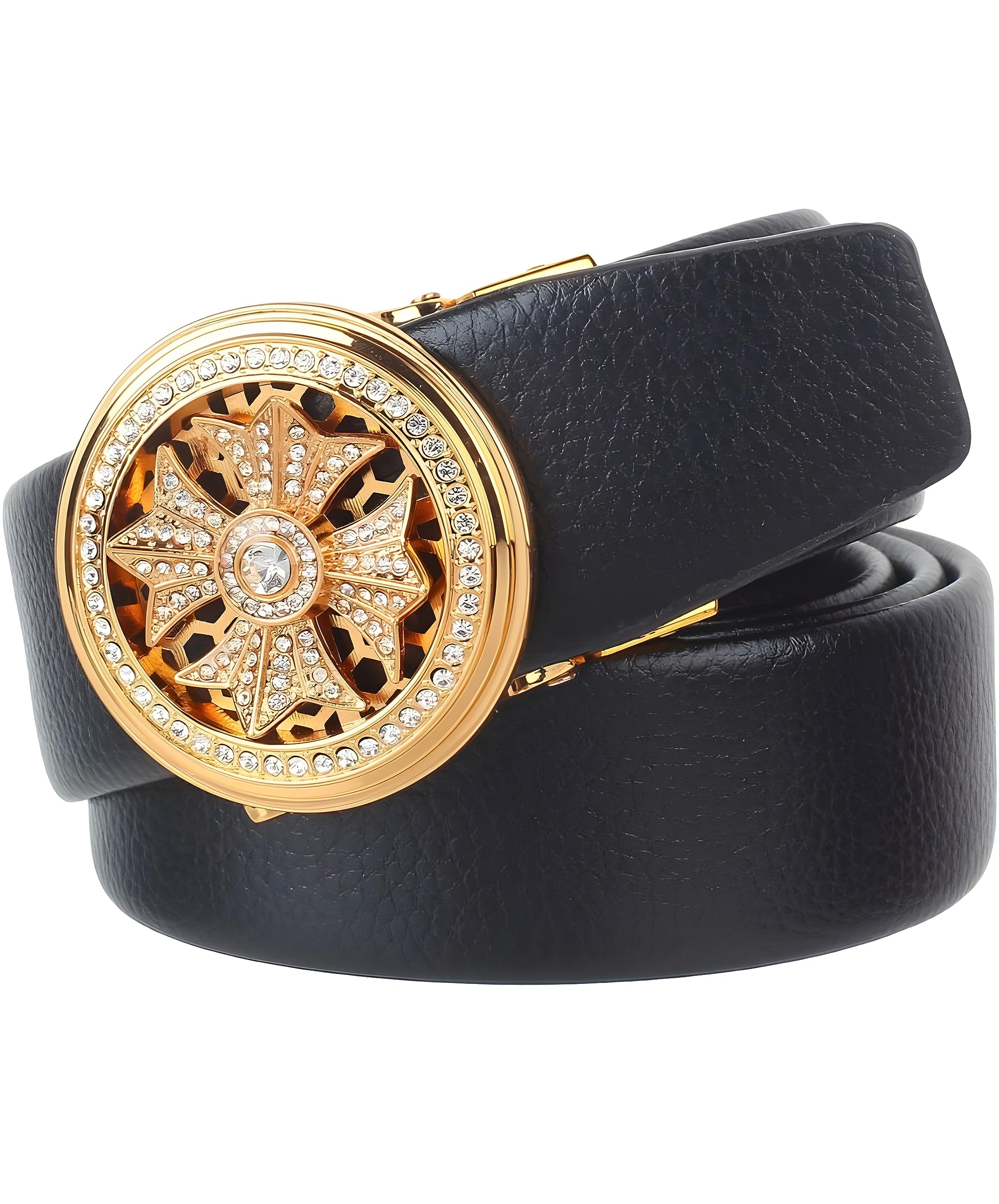 Men's Adjustable PU Leather Belt Fit Upto 44 Inch Waist Size, (Golden/Silver/Black Colour Auto-lock Spinning Buckle).-picture-16
