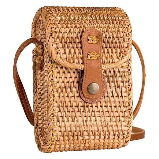 Natural NEO Phone Straw Bag Crossbody Wallet Small Boho Purse Rattan Hand Woven For Women Shoulder Crossbody Necessities Bags Wicker Purses In Summer Beach Vacation With Flower Patterns Bonhomia