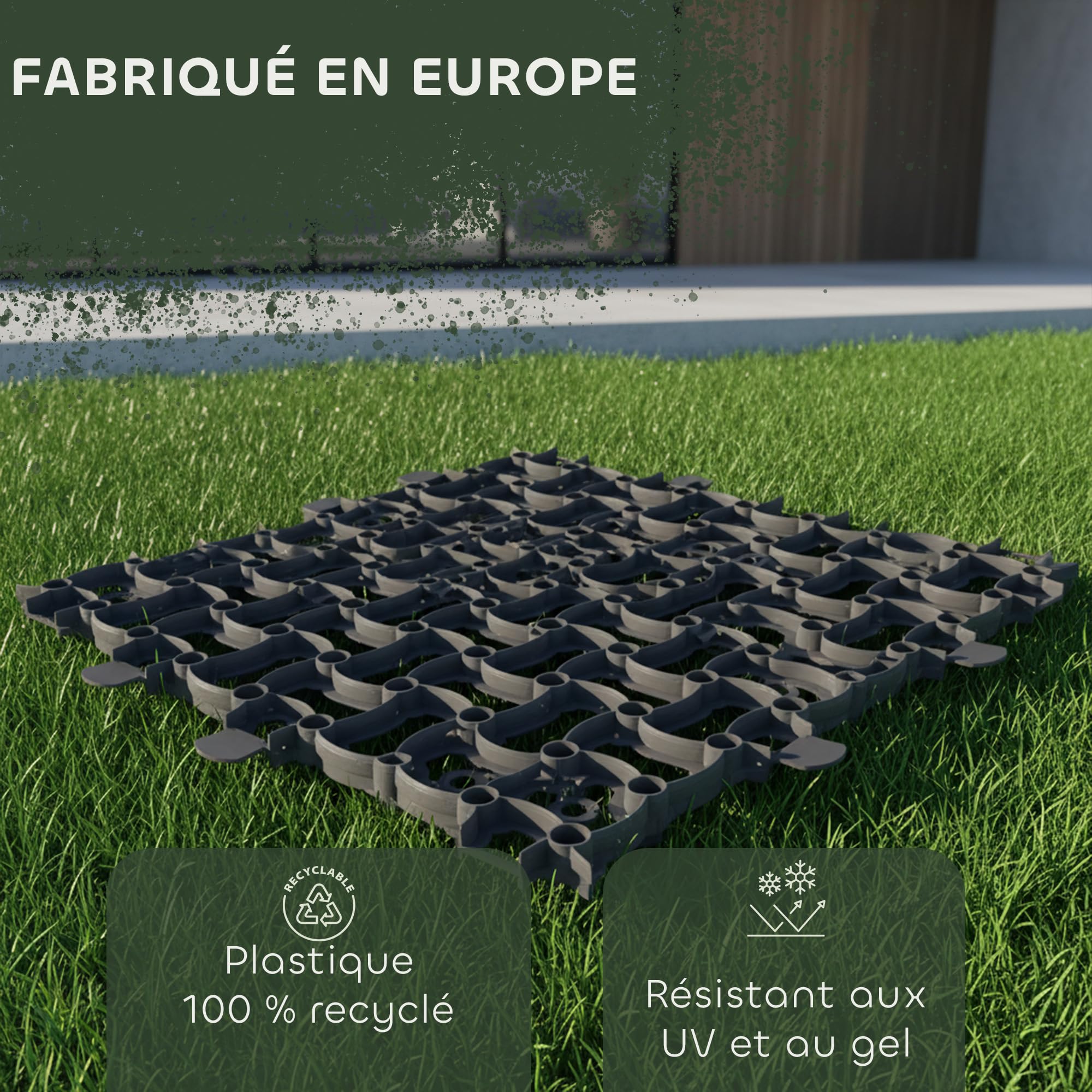GARDENIX Lot de 4 dalles puzzle de 1 m² pour paddock - 50 x 50 x 4 cm - Noir