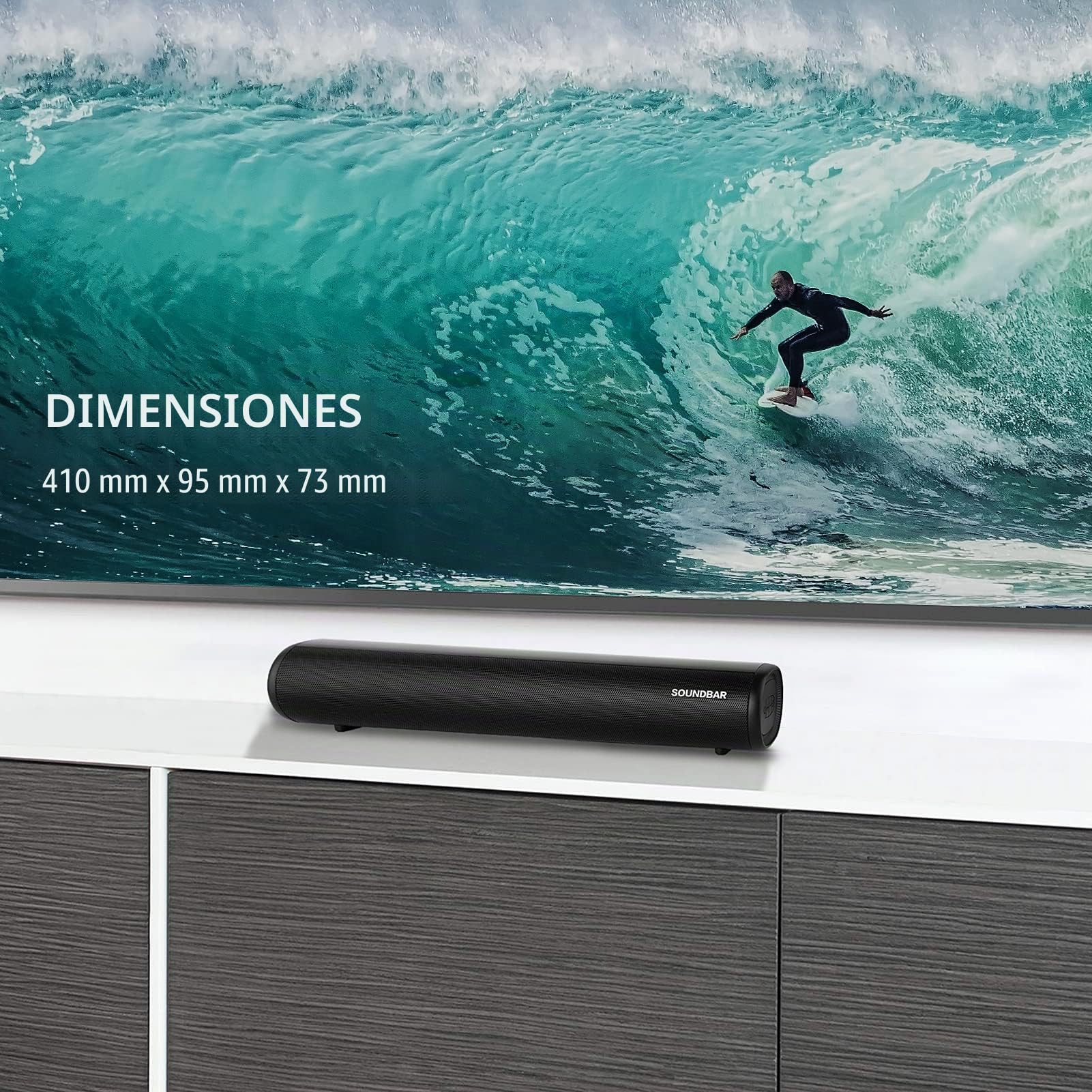 Barra de Sonido,Barra de Sonido para TV, 3 Modos de Igualador, 2.0 Canales, Altavoces Bluetooth Inalámbricos de 30 W 5.0, Mini Sound Bar para Conexiones de Bluetooth, HDMI ARC/Optical/AUX/USB (50cm)