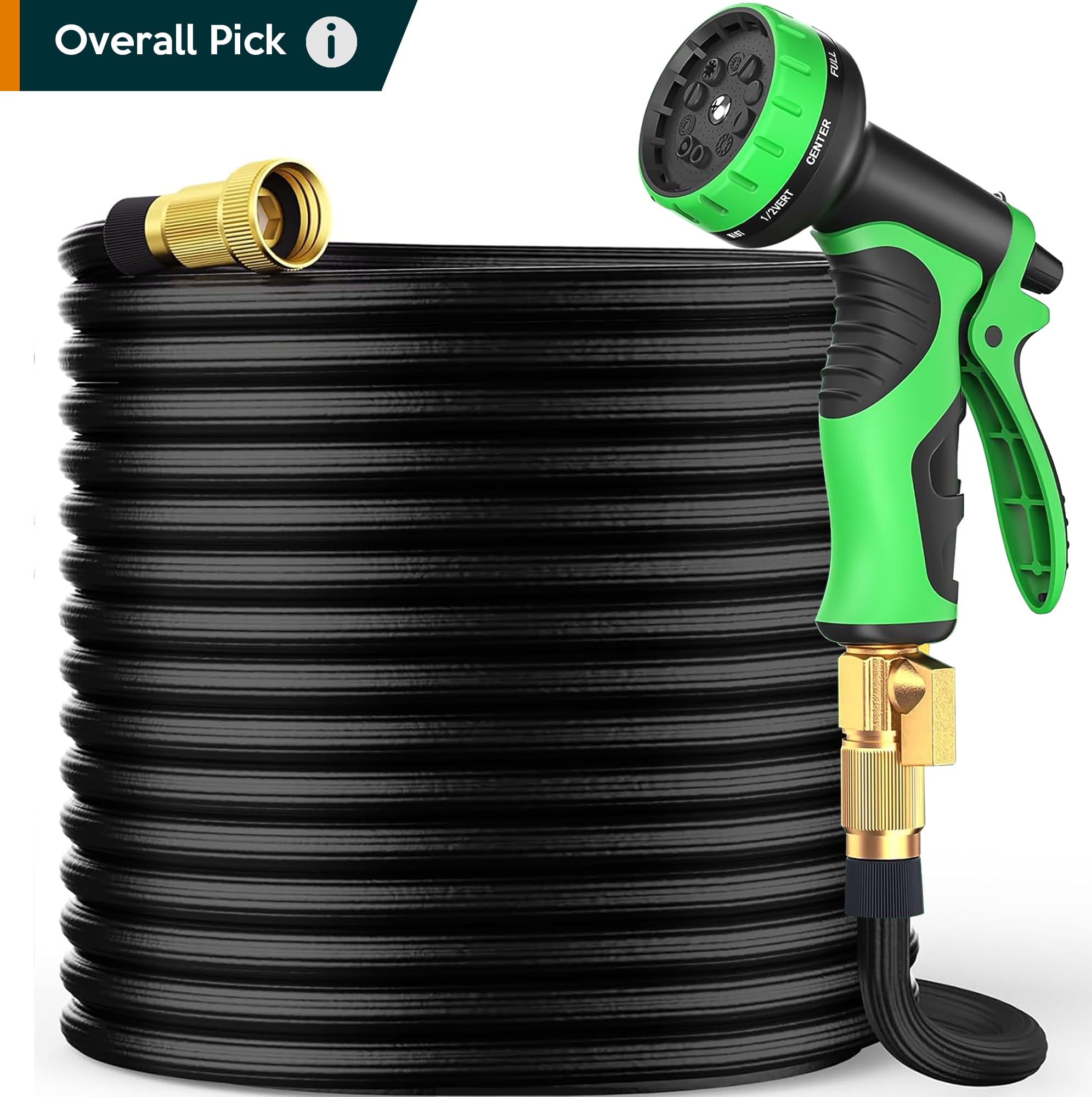 Expandable Garden Hose 100 ft with 10 Function Spray Nozzle - New Patented Water Hose with 50 Layers of Innovative Nano Rubber - Lightweight, Durable, Flexible, 100ft Retractable Stretch Hose (Black)