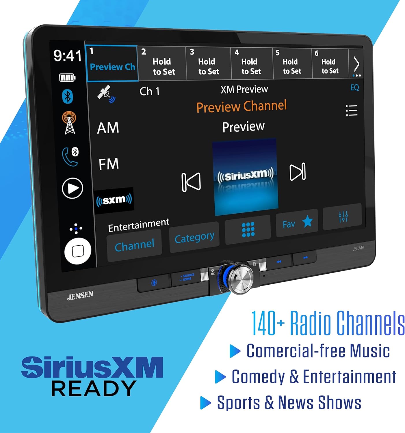 JENSEN J5CA12 11.6-inch Certified Apple CarPlay Android Auto Wired or Wireless | Maestro & Metra Axxess Ready | Single & Double DIN Car Stereo | SiriusXM Ready | Bluetooth | Front & Rear Camera Inputs