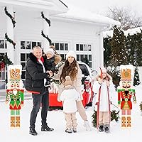 Vista 5 de Capoda 2 piezas grandes señales de cascanueces navideños para el patio con estacas 39 x 13 pulgadas decoraciones navideñas de cascanueces al aire