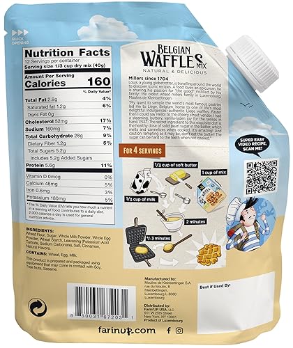 Miniatura 6 de Mezcla belga de gofre con perlas de azúcar paquete de 16 onzas resellable y 100 reciclable