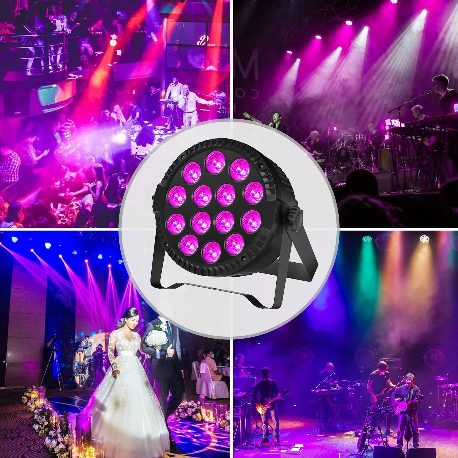 2PCS 84W Luci da Palco, HOLDLAMP RGBW LED Par con Attivazione del Suono,DMX 4/8CH Luce da palcoscenico con 120cm Cavo di Alimentazione per Matrimonio, Concerto, Club