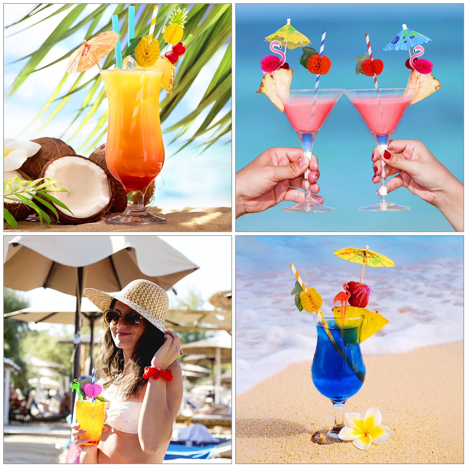 30 Pezzi Decorazioni Per Cocktail - Ombrelli, Ananas E Fenicottero - Stecchini In Carta E Bambù Per Bevande E Cupcake