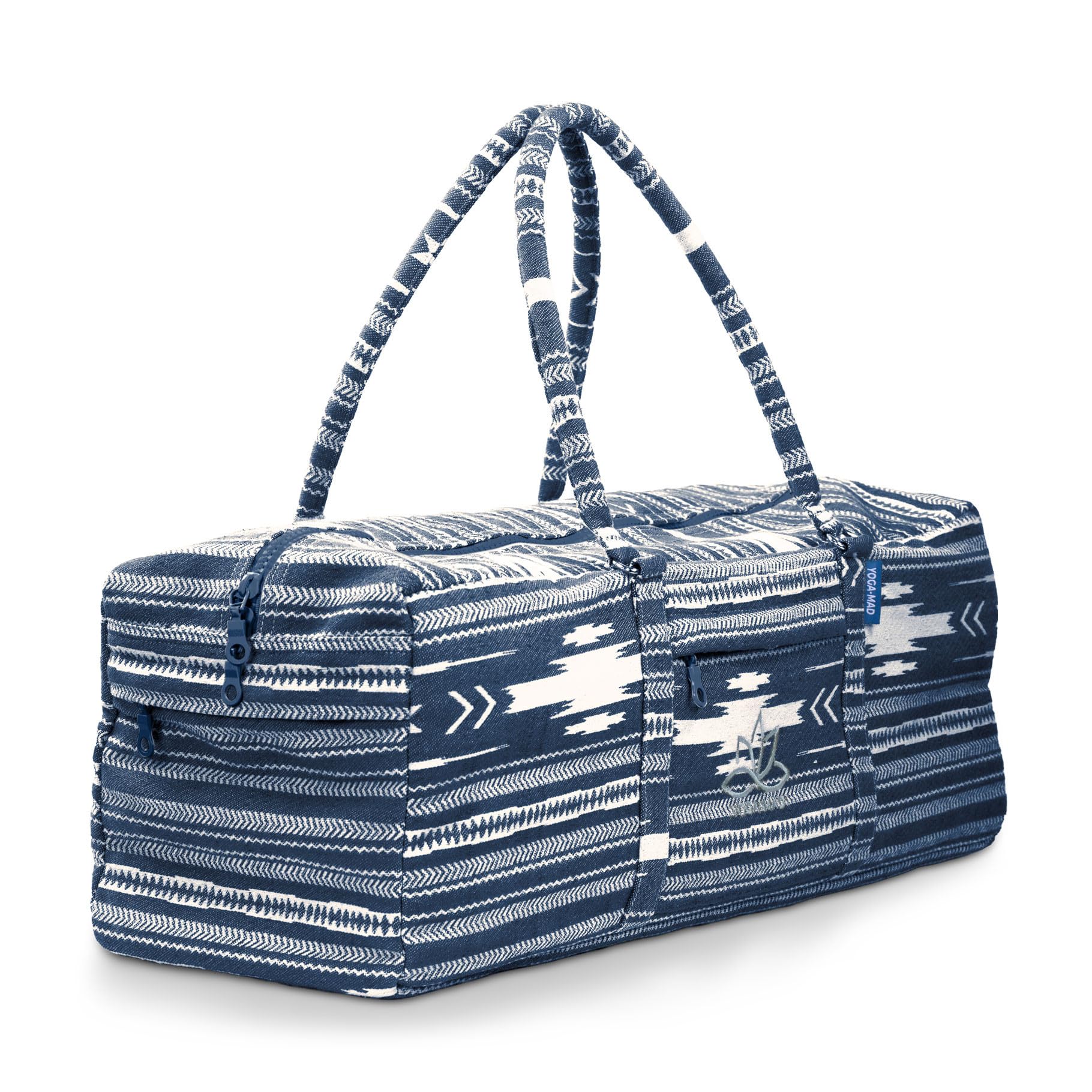 Yoga-Mad Horizon Yogaketasche - Geräumige Baumwolle Yogamatte mit Taschen und vollem Reißverschluss - Passt auf Matte, Blöcke, Decke und Accessoires, strapazierfähiges duschenfestes Futter, 3