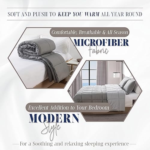 Miniatura 5 de Elegant Comfort Juego de edredón reversible de 3 piezas, acogedor para todas las estaciones, alternativo de plumón suave, acolchado, cosido en caja,