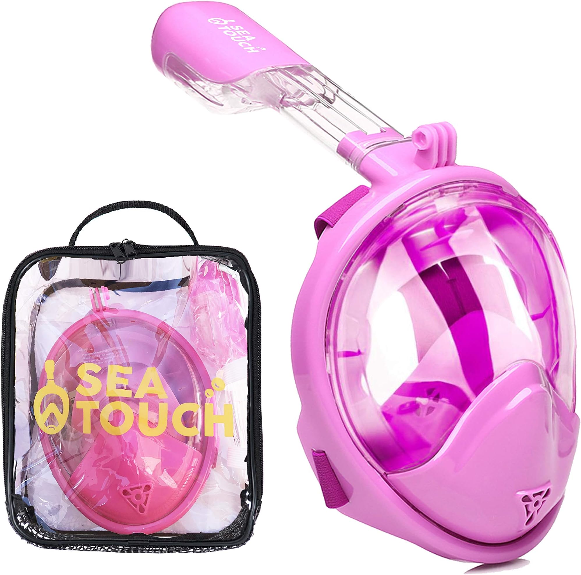 Snorkel Mask Pink for Kids Girls Full Face Dry Snorkel Panoramic for Swimming Snorkeling Diving
