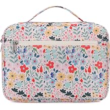 JIANYA Bible Cover for Women Girls Bible Case Bible Book Cover Carrying Case Church Bag with Handle and Zippered Pocket, Flowers Print Beige