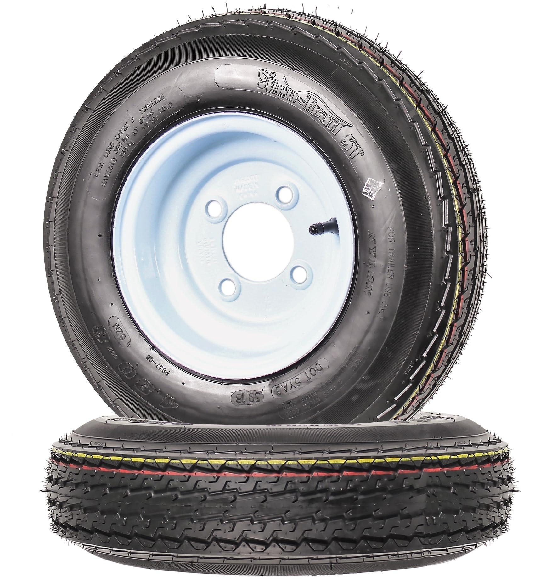 eCustomrim 2-Pack Trailer Tire Rim Assembly 480-8 4.80-8 8 Inch LRC 4 Lug