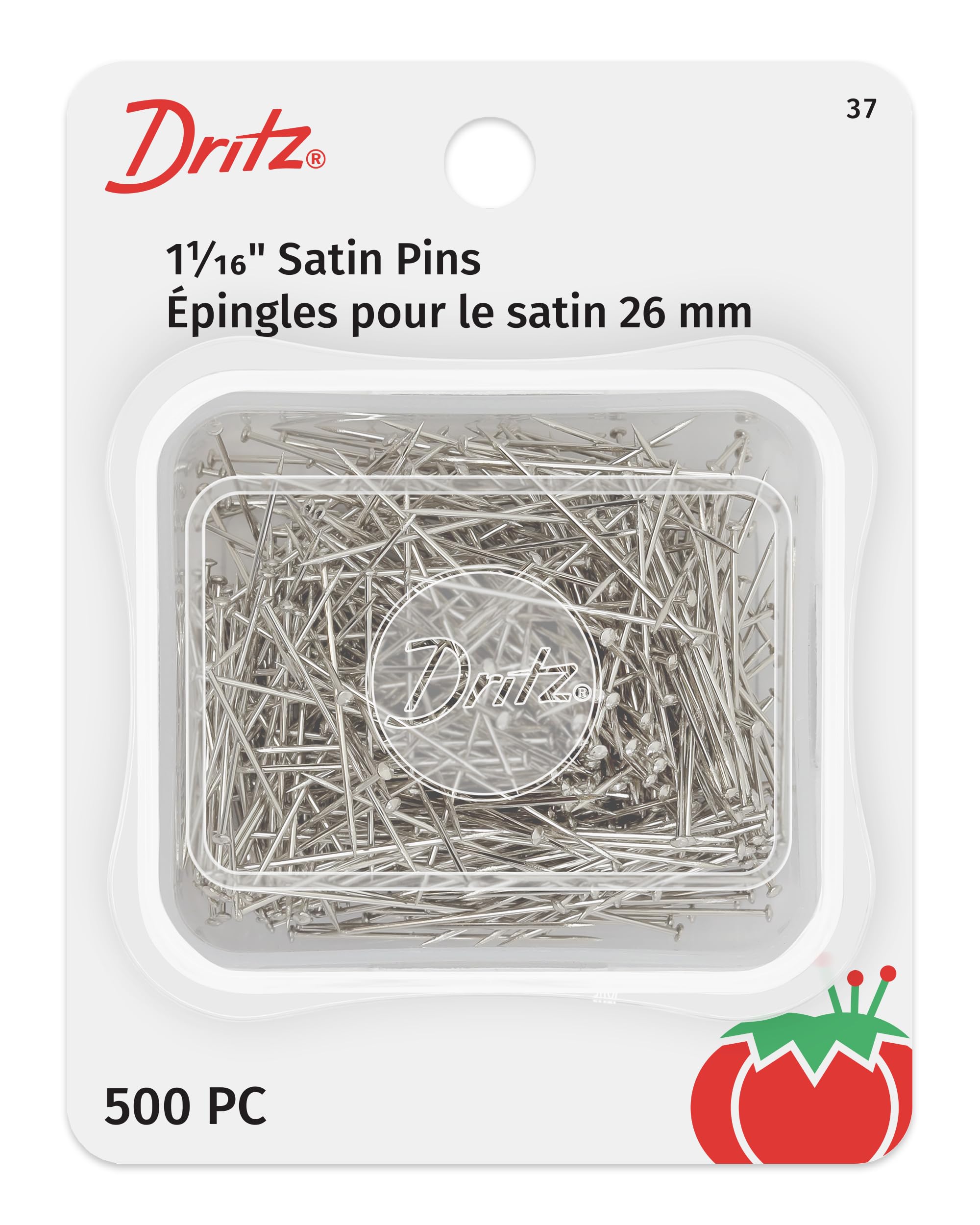 Dritz Satin Pins, Metal, Nickel, 500-Count