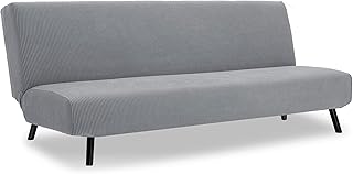 TIANSHU Housse de canapé sans Bras,Pliant canapé-lit Extensible Housse de canapé Clic Clac 3 Places Protect Jacquard Housse de Canapé(Clic Clac,Gris Clair)