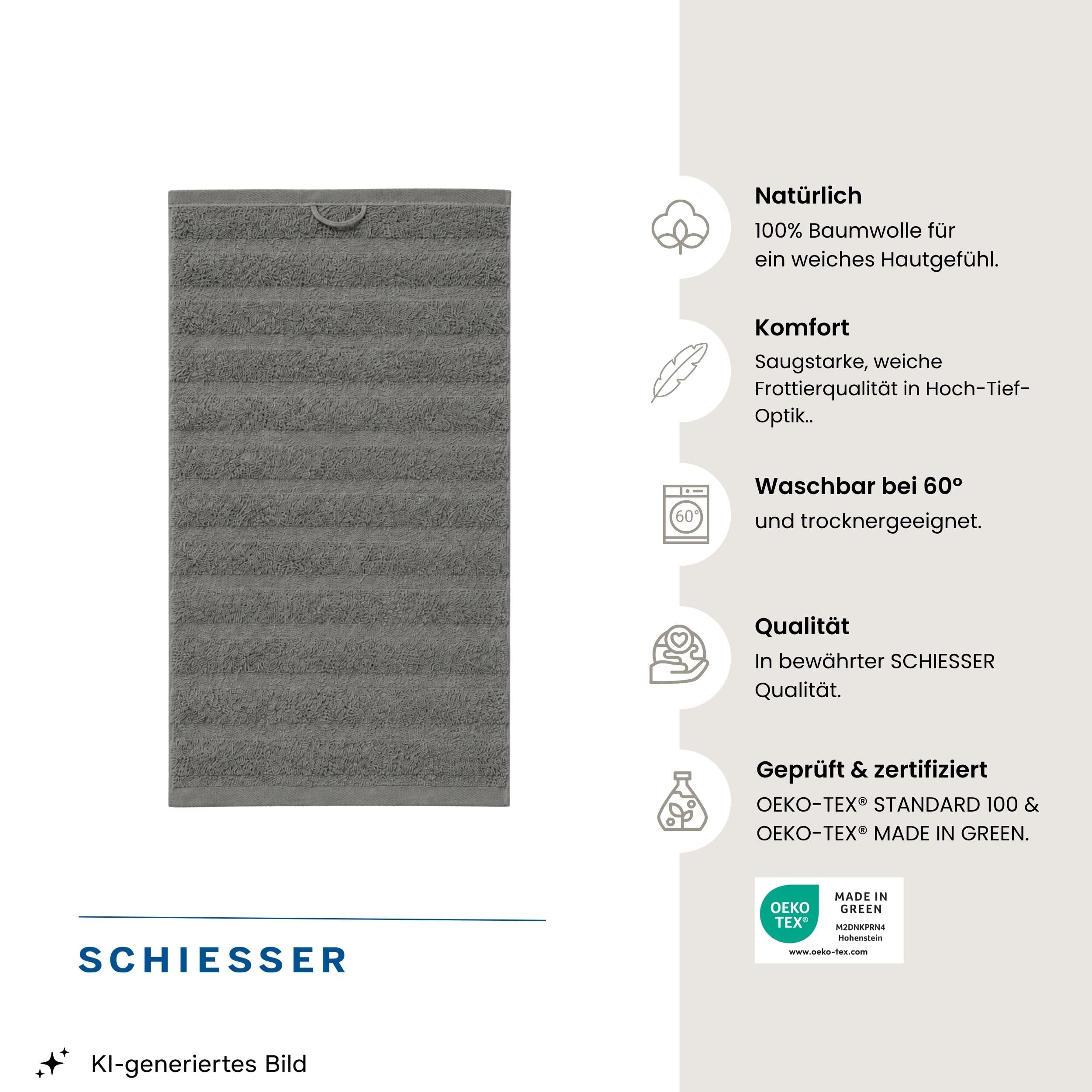 Schiesser Badetuch | 2er Set | 100% Baumwolle | Dunkelgrau
