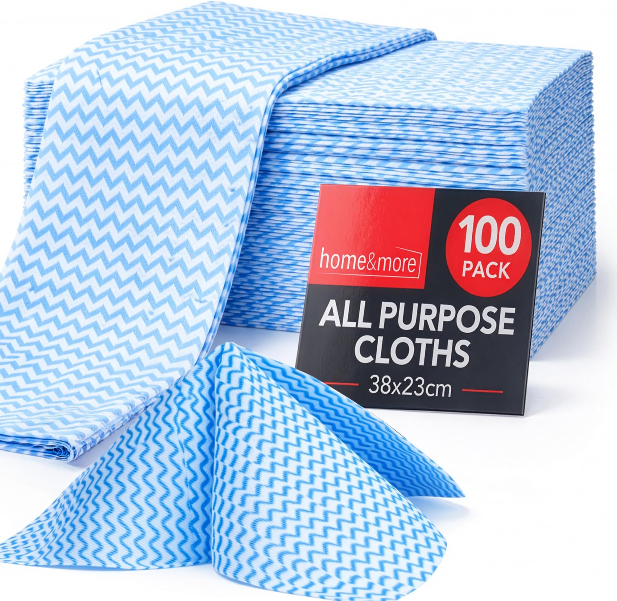 SOL 100pk All Purpose Clothes, 38x23cm Disposable Cleaning J Cloths Blue, Soft, Absorbent, Gentle & Reusable for Household and Professional Cleaning, Ideal for Polishing, Dusting, Washing Dishes