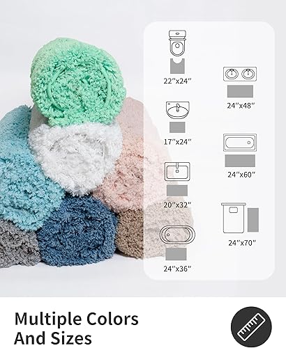 Miniatura 6 de ILANGO Alfombra de baño azul de 36 x 24 pulgadas, antideslizante y súper absorbente, extra gruesa, suave, lavable para piso, alfombra de baño de