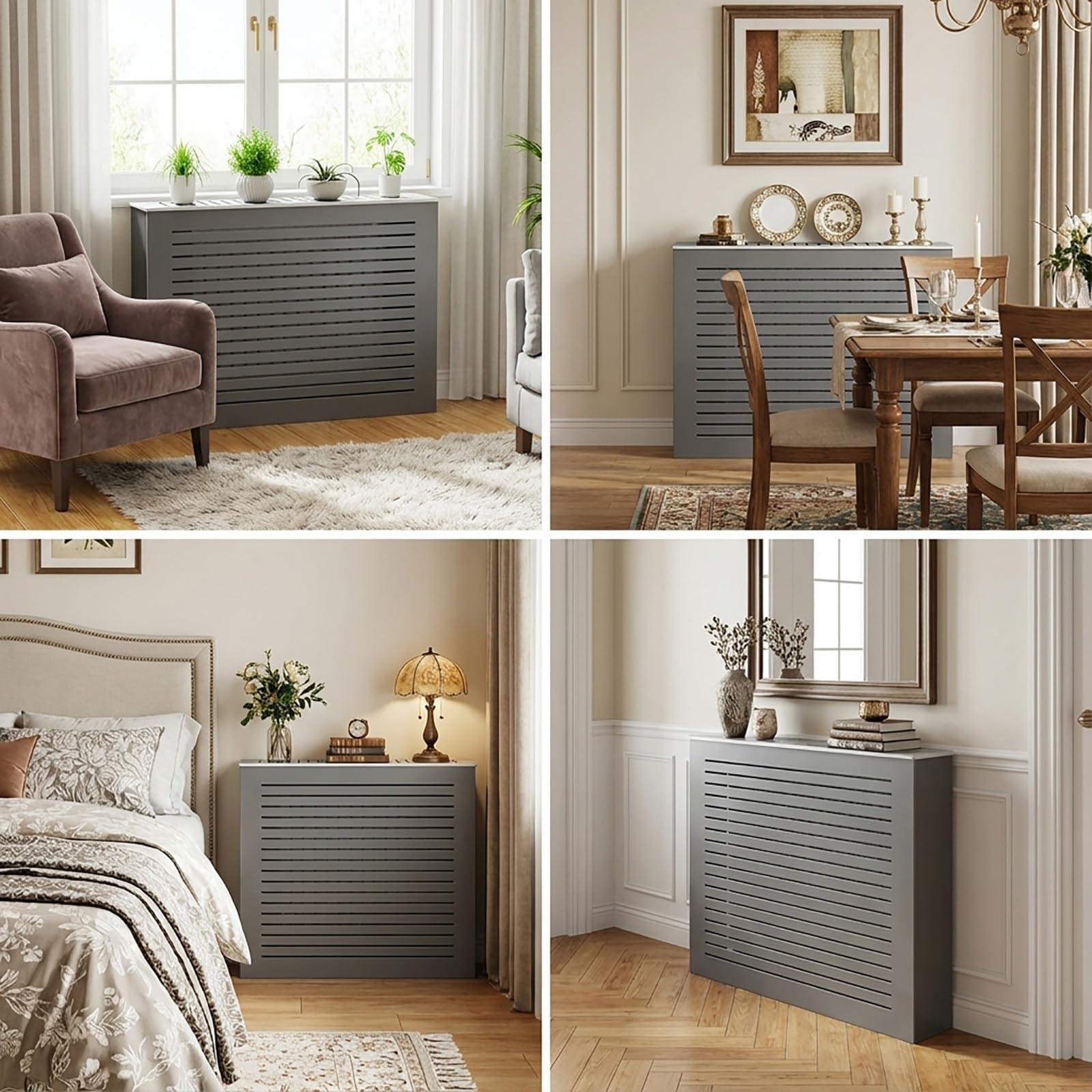Copritermosifone con ripiano portaoggetti, design ventilato, per soggiorno, camera da letto, bagno, ufficio, impermeabile e ignifugo, elegante e funzionale