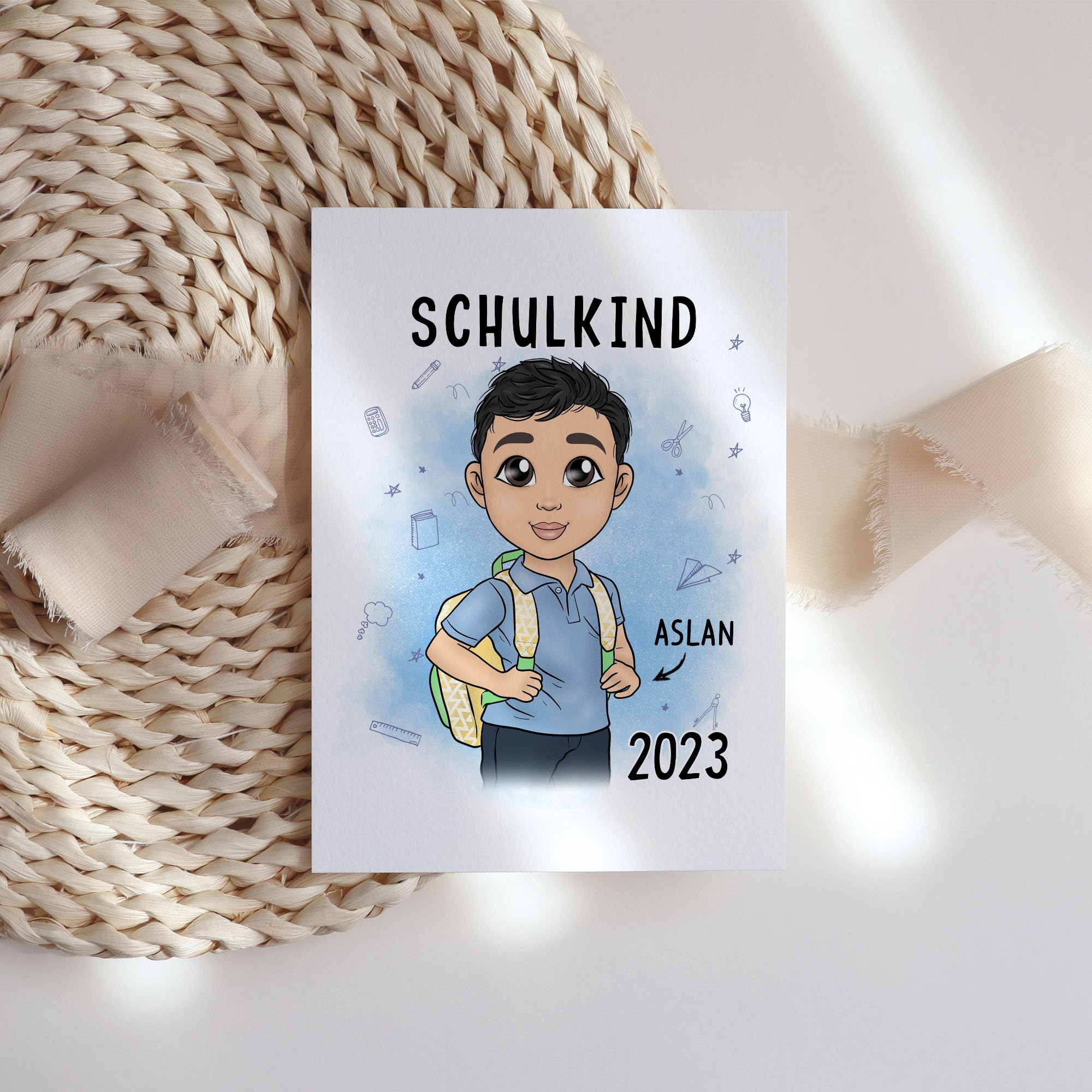 Personalisiert Einschulungskarte 2025 – Grußkarte Mit Name & Foto Zum Ersten Schultag Für Jungen & Mädchen