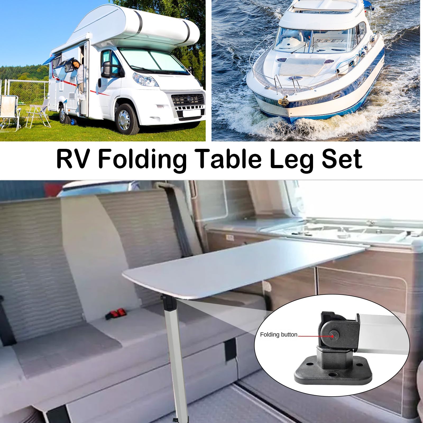 Pata De Mesa Extraíble Y Riel Deslizante Para Autocaravanas Y Yates, Pata De Mesa Plegable 51,5-78 cm Telescópica Para Autocaravanas Rieles Guía De 50 cm Soporte De Base Para Mesa De Autocaravana