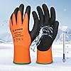 Schwer 2 Pairs FreezeGuard Winter Work Gloves, ANSI A2 Cut Resistant Freezer Gloves for Outdoor Cold Weather Keep Hands Warm, Waterproof Gloves for Shoveling Snow, Ice Fishing, L