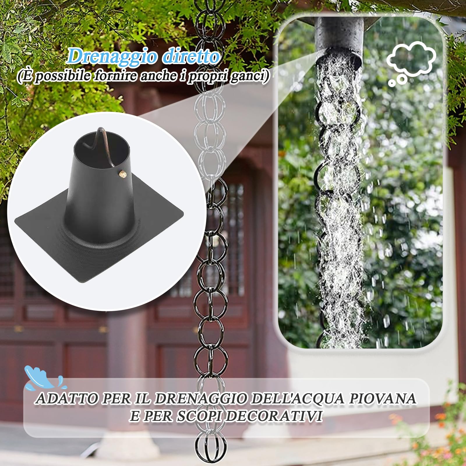 Catena da Pioggia Antica Marrone 5m Giardino Elegante
