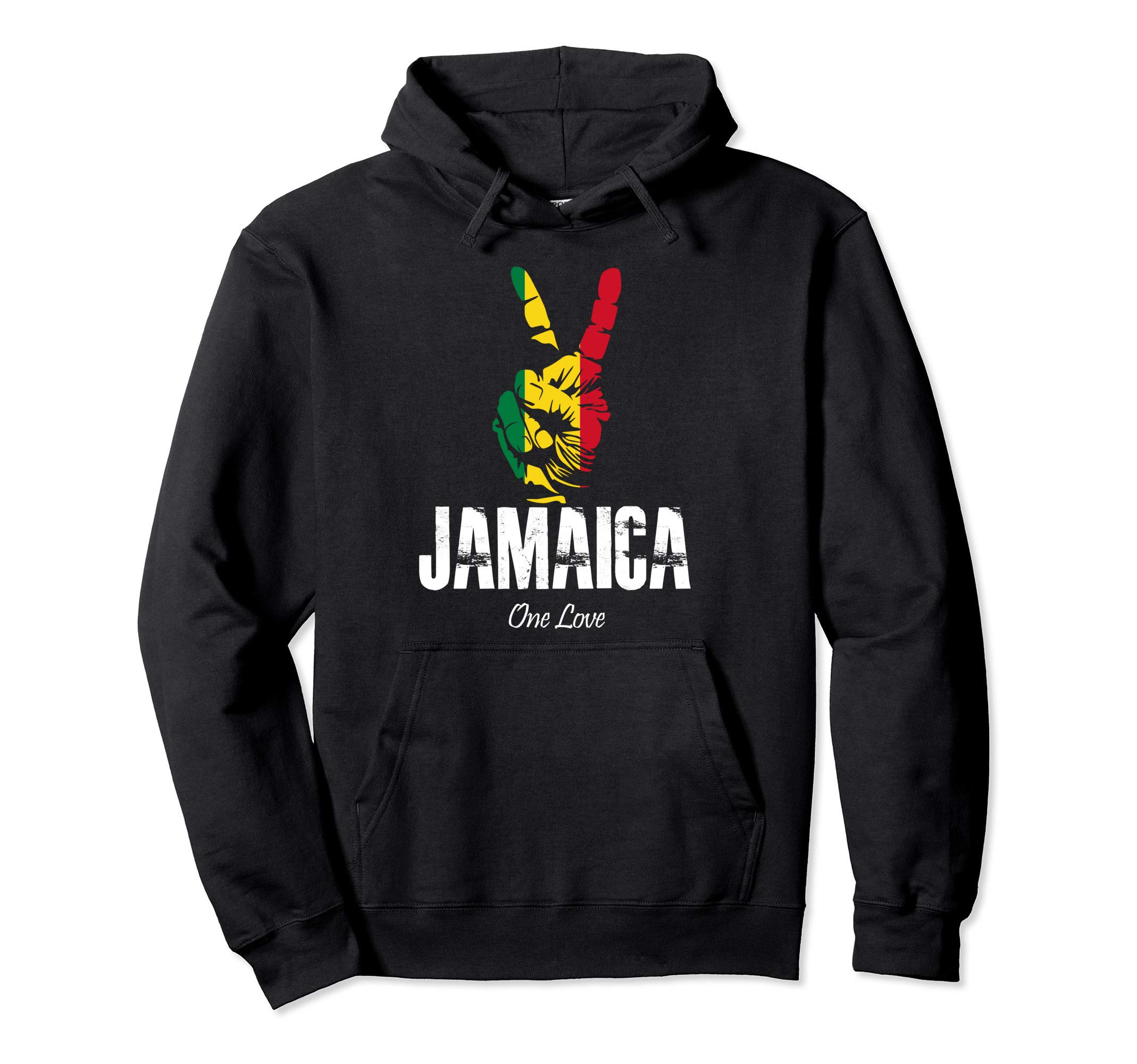 Jamrock Jamaican Vacation ApparelOne Love Jamaica Peace Sign! Caribbean Vacation Hoodie Pullover HoodieOEKO-TEX STANDARD 100