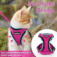 Vista 218 de rabbitgoo Arnés y correa para caminar, a prueba de escapes, chaleco suave y ajustable para gatos, fácil de controlar, transpirable, tiras
