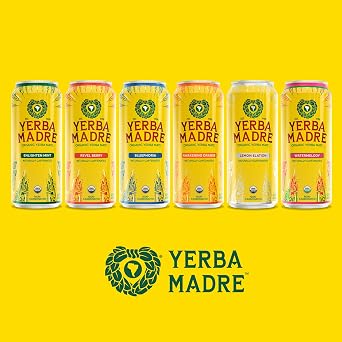 Yerba Madre Organic Yerba Mate, Awakening Orange, 150mg Natural Caffeine, Energy Drink Alternative, No Jitters or Crash, 15.5 Oz Cans (Pack of 12)