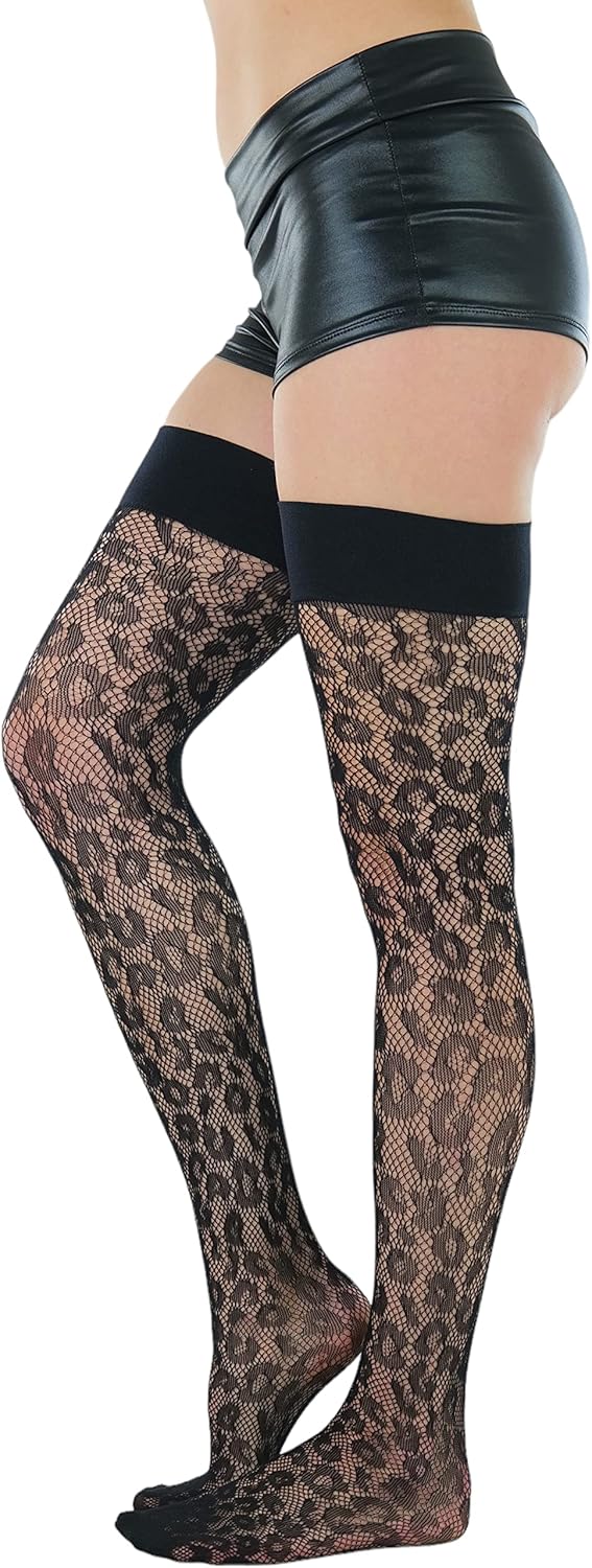ToBeInStyle Women’s Sexy Nylon Versatile Fine Fishnet Thigh High Stockings w/Opaque Band - Image 4