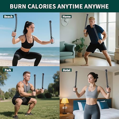 Miniatura 5 de 2 cuerdas de batalla sin cuerda, cuerdas de entrenamiento portátiles para gimnasio en casa con guantes antideslizantes, entrenamiento HIIT y fuerza