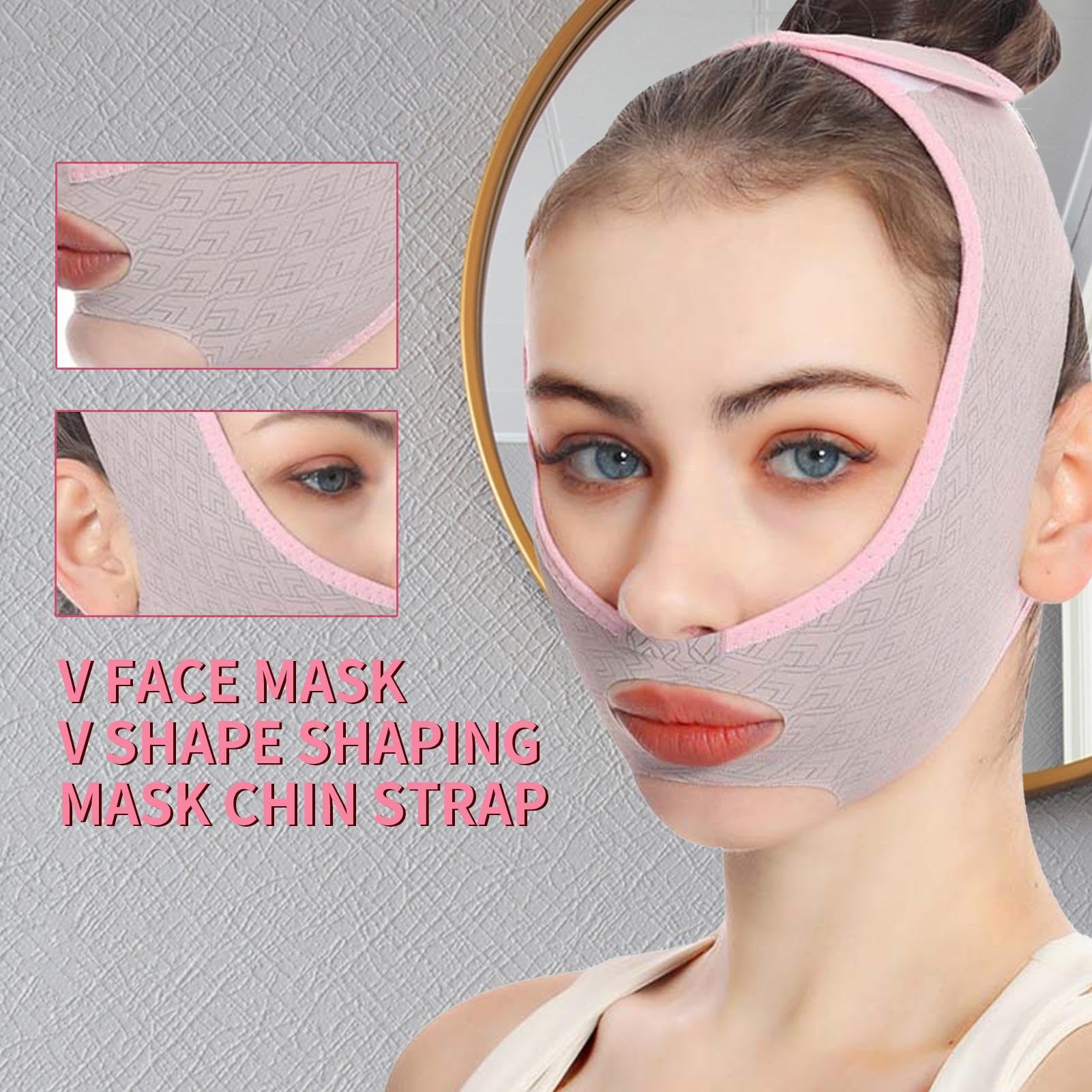 Adjustable V Face Lifting Strap, Breathable Double Chin Reducer, Reusable Face Shaping Band for Firming and Contouring, Comfortable Slimming Belt for Neck, Jawline, and Chin