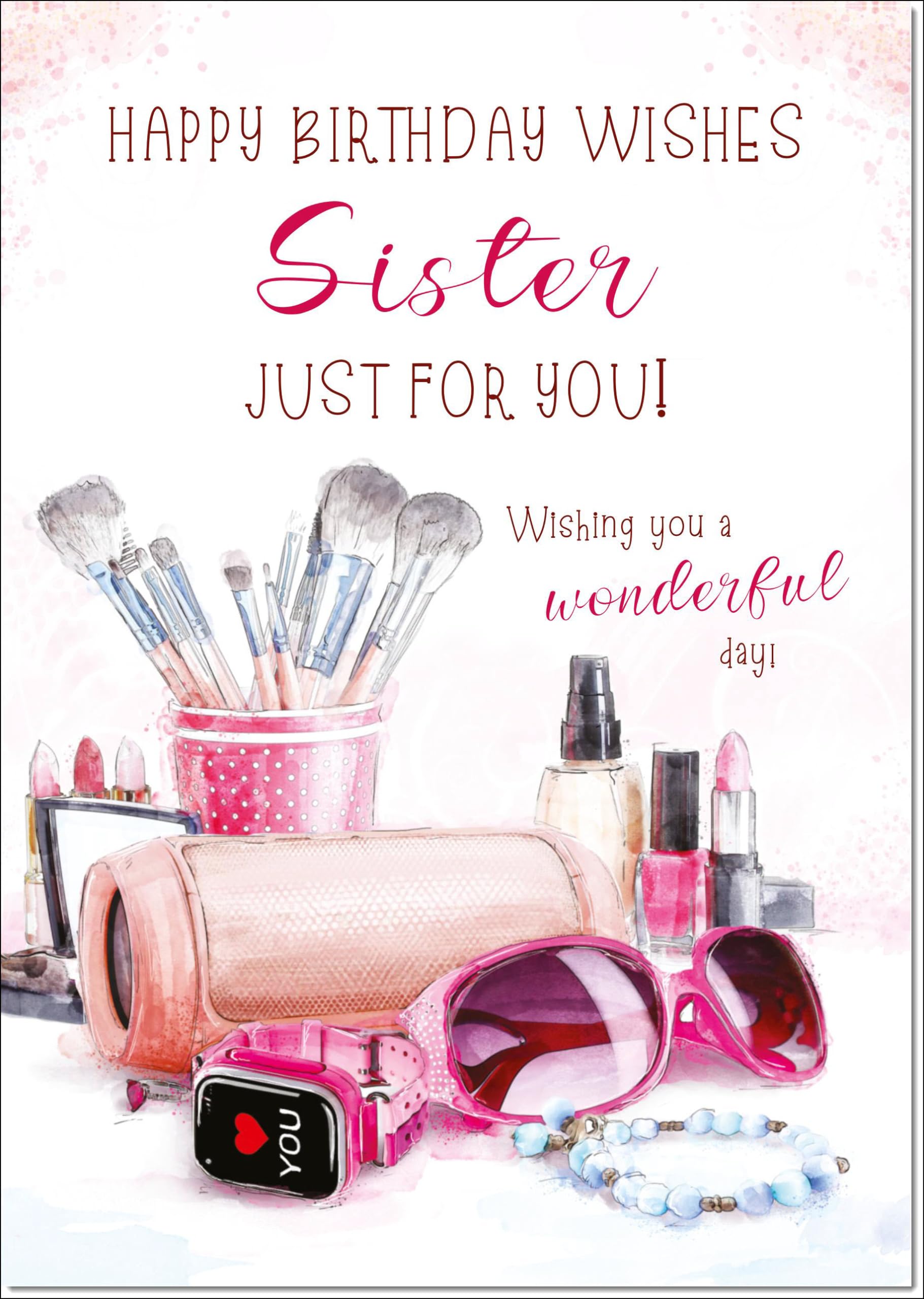 doodlecards Sister Birthday Card Make-up Large A4 Size with Plain Envelope