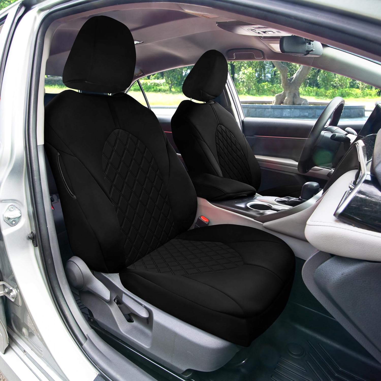 FH Group Custom Fit Car Seat Covers Specifically Made for 2018-2024 Toyota Camry, Black Front Set Ultraflex Neoprene Waterproof Automotive Seat Cover, Toyota Accessories