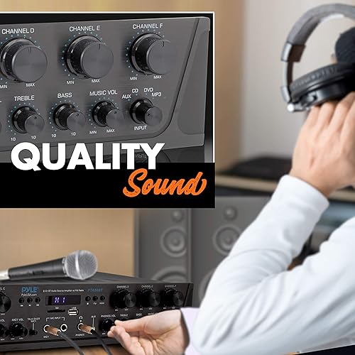 Miniatura 6 de Pyle Sistema de amplificador de audio inalámbrico para el hogar, amplificador receptor estéreo de sonido compatible con Bluetooth, 6 canales de