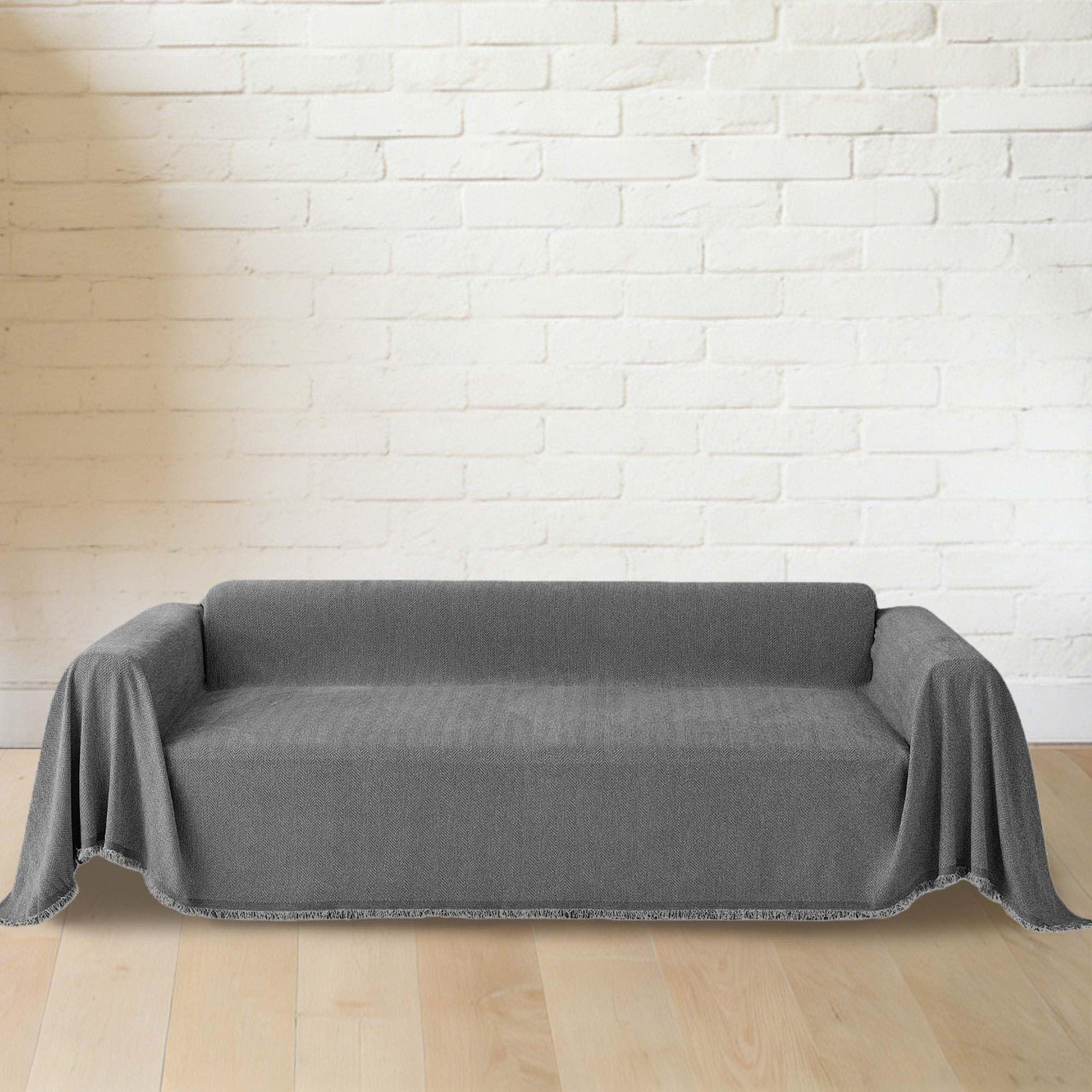 Funda protectora para mascotas para gatos, manta de chenilla transpirable con borlas, 180 x 500 cm, color gris, resistente a los arañazos, para niños y mascotas