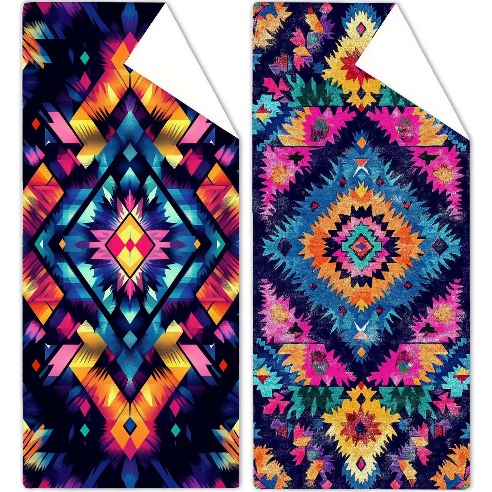Mikrofaser Strandtuch 100x200cm, Böhmen Strandtuch Muster Saunahandtuc 2 Stück Stranddecke Sandfrei, Schnell Trocknendes, Saugfahiges Strandmatte, Sporthandtuch für Urlaub Schwimmen Camping OC-269
